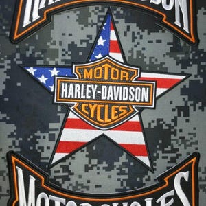 Biker patches with star and American flag for sewing, patches for motorcycle jackets and vests