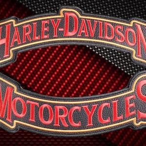 Top and bottom rocker biker patches for the back of a jacket