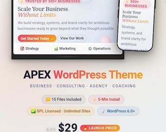 WordPress Theme Business Agency | Consulting & Coaching Website, Animated, Mobile-First | Instant Download