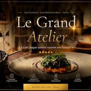 Gastronomique Restaurant Website Template | Luxury Responsive HTML CSS Design (Digital Download)