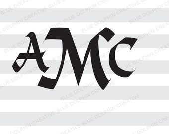 Old World Monogram Caligraphy alphabet font SVG PNG DXF / 52 letters / Cricut, Silhouette cutging files / Instant Download