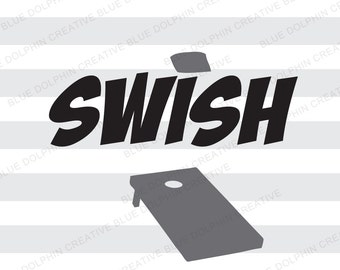 Swish cornhole SVG DXF png pdf / trou de maïs hayon arrière-cour jeu / Cricut, Silhouette coupe fichiers / diy fer sur décalque / téléchargement immédiat