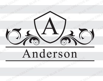 Boîte aux lettres monogramme lettre nom cadre SVG png pdf / décalque de porte d’entrée /Cricut, Silhouette / bricolage vinyle lettrage / fichier vinyle HTV / die cut