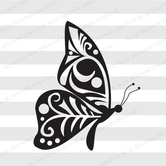 Download Butterfly With Tribal Wings Svg Dxf Png Pdf Cricut Etsy