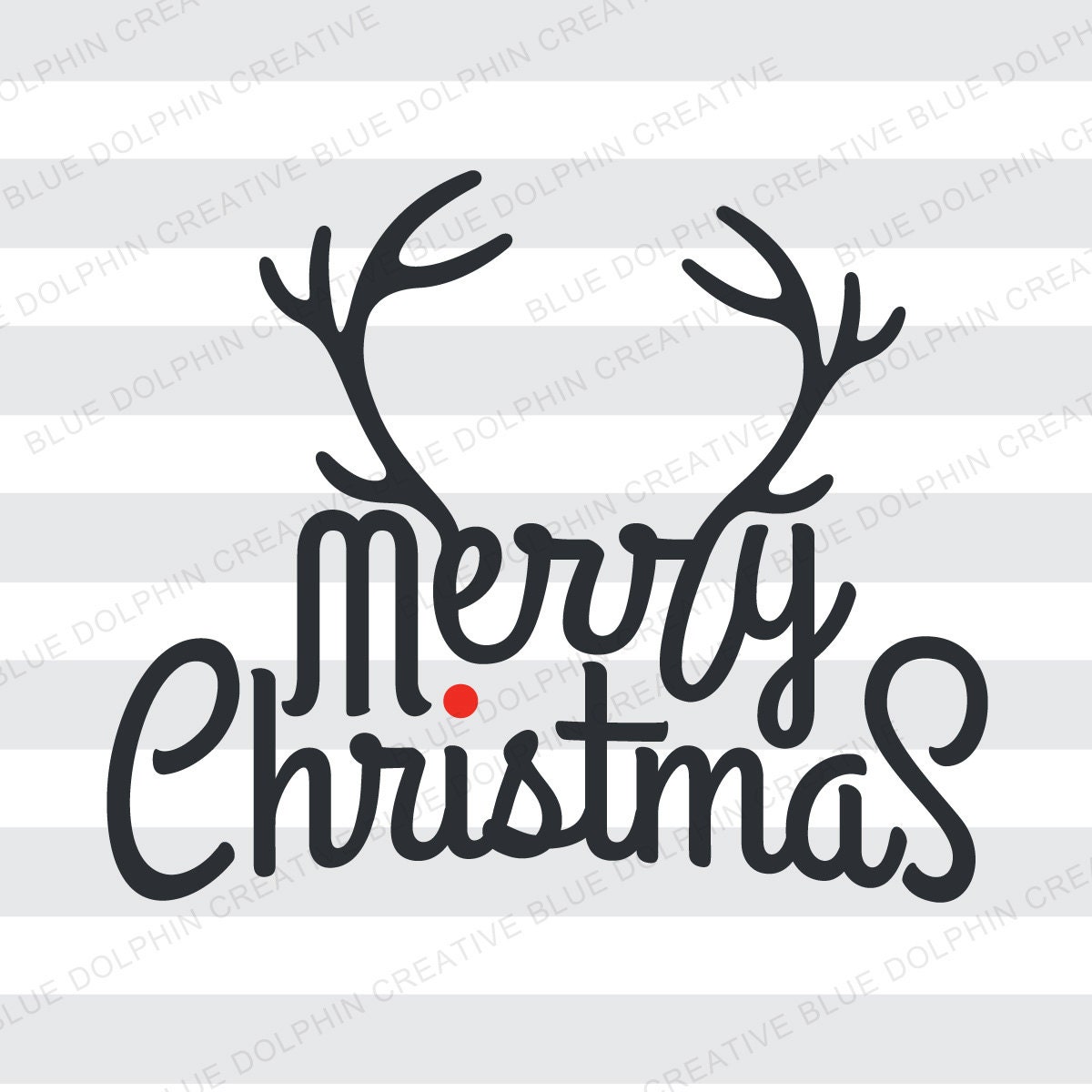 Merry Christmas with antlers red nose SVG DXF png pdf jpg ...