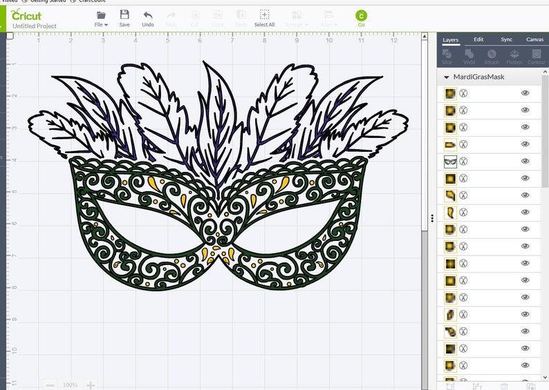 Download Fancy Mardi Gras Mask with Feathers cut file SVG DXF png ...