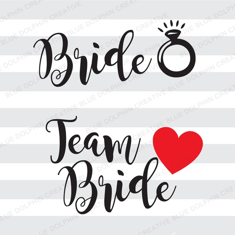 png pdf electronic cutter files wedding svg bridal party diy vinyl letters HTV vinyl files die cuts clip art Team Bride SVG