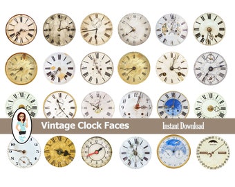 Horloges anciennes | Coupe difficile | Numérique | Téléchargement instantané | Journal indésirable | Éphémère | Imprimable | Album | Embellissement | Collage