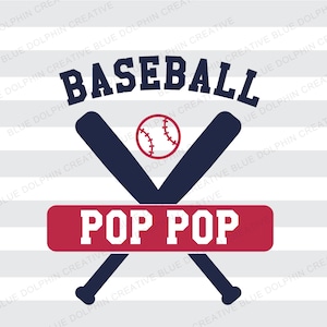 May include: A baseball-themed graphic with two crossed bats and a baseball. The text "POP POP" is written in white letters on a red banner.