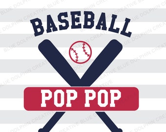 Baseball Pop Pop SVG png pdf / Découpeurs électroniques Cricut / lettrage vinyle diy / fer HTV sur décalcomanie / livre de ferraille découpé