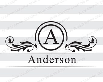 Boîte aux lettres monogramme nom cadre SVG png pdf dxf jpg ai fichier de coupe, autocollant de porte d’entrée, fichier de lettrage vinyle bricolage, Cricut, fichier de coupe Silhouette