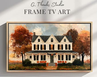 Halloween Farmhouse Samsung Frame TV Art | Pumpkin Porch Autumn Landscape | Cozy Country Fall Decor | Digital Download