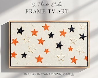 Halloween Frame TV Art | Samsung 4K Display | Orange Black Star Painting | Modern Spooky Decor | Fall Screensaver | Digital Download