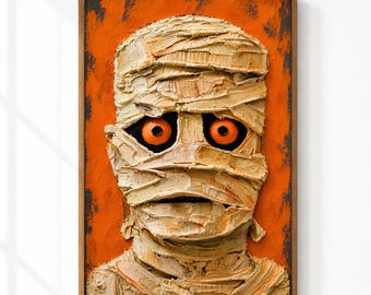 Mummy Halloween Wall Art | Vintage Monster Portrait Printable | Spooky Gothic Decor | Classic Horror Digital Download | Autumn Home Print