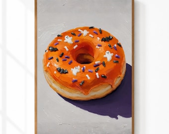 Spooky Donut Wall Art | Halloween Kitchen Print | Ghost Donut Decor | Coffee Bar Printable | Digital Download