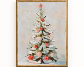 Blush Christmas Tree Wall Art | Neutral Holiday Printable | Pastel Winter Decor | Digital Download