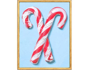 Criss Cross Candy Cane Wall Art | Blue Christmas Printable | Whimsical Holiday Decor | Digital Download