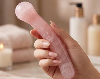 Bacchetta di cristallo di quarzo rosa - Amore per se stessi ed energia femminile - Quarzo rosa - Bacchetta curativa - Bacchetta da massaggio in cristallo - Cristallo curativo - Regalo per lei