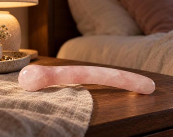 Varinha de Massagem de Quartzo Rosa Natural de 18 cm, Varinha de Cristal Rosa para Amor Próprio, Cristal de Cura Reiki