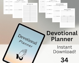 Printable Devotional Planner | Faith Journal, Bible Study (PDF)