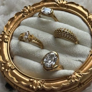 Vintage adjustable brass ring set – boho stacking rings for women
