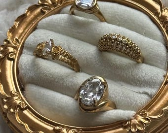 Vintage Brass Ring Set — Adjustable Boho Stackable Rings — Gift for Her