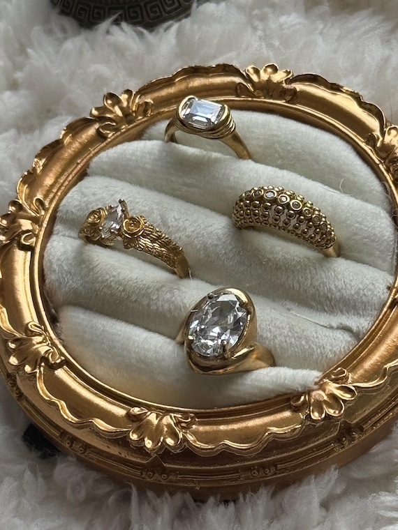 Vintage Brass Ring Set — Adjustable Boho Stackable Rings — Gift for Her