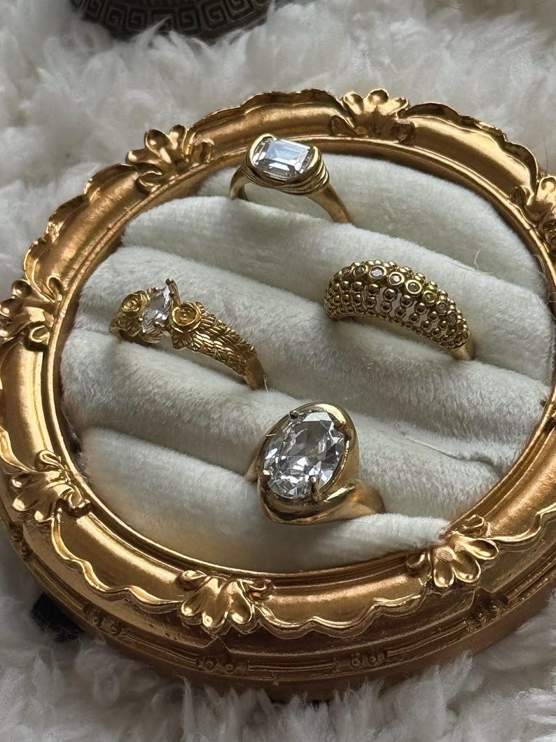 Vintage adjustable brass ring set – boho stacking rings for women