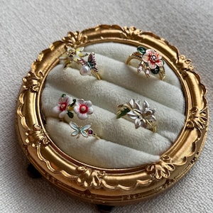 Adjustable Floral Statement Ring, Vintage-Inspired Flower Ring,  Botanical Jewelry