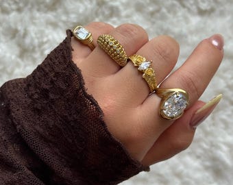 Vintage koperen ringenset — verstelbare boho-stapelbare ringen — cadeau voor haar