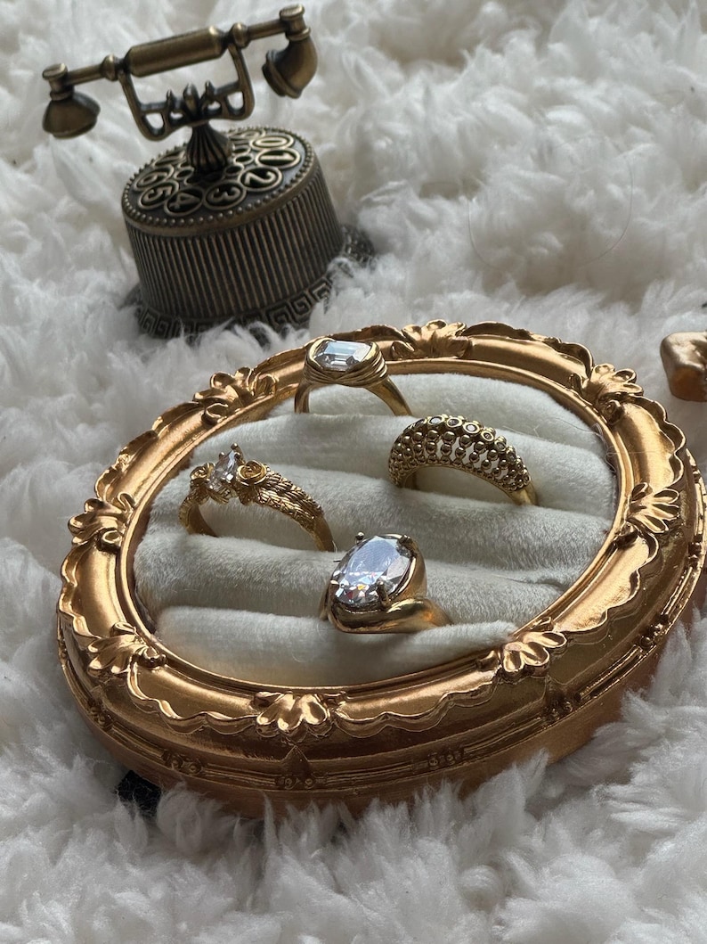 Vintage adjustable brass ring set – boho stacking rings for women