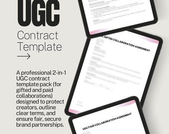 UGC Contract Template Pack for Creators | Gifted and Paid Collaboration Agreements for Brand Deals