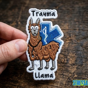 Trauma Llama Embroidered Patch: RN Phlebotomy Medical Gear (Iron On/Sew On)