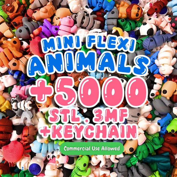 5000+ Flexi Mini Animals STL 3MF Bundle + Keychains , Printable 3D Models (Digital Download)