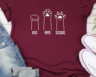 Cat Paw Rock Paper Scissors Shirt: Funny Unisex Cotton Tee