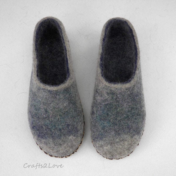 Felted slippers for woman Wool slippers with soles Eco Fashion