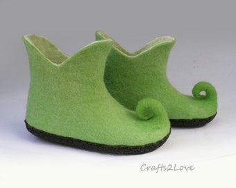 Fairy slippers with soles Felted slippers Elf shoes Felt boot slippers Wool felted Shoe - house shoes made to order