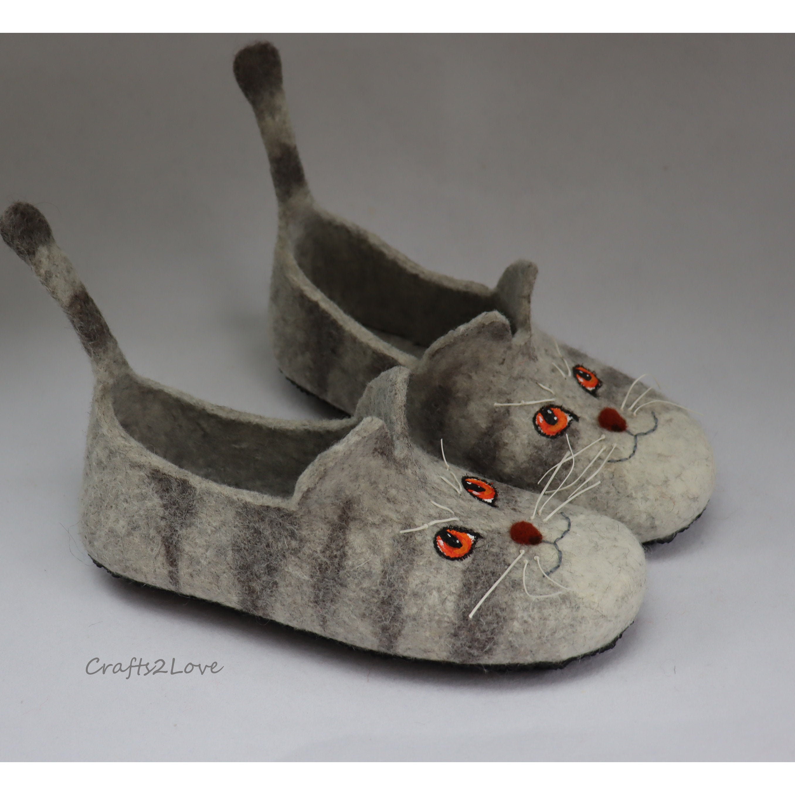 Cat slippers for women Felted slippers Felt slippers with Etsy