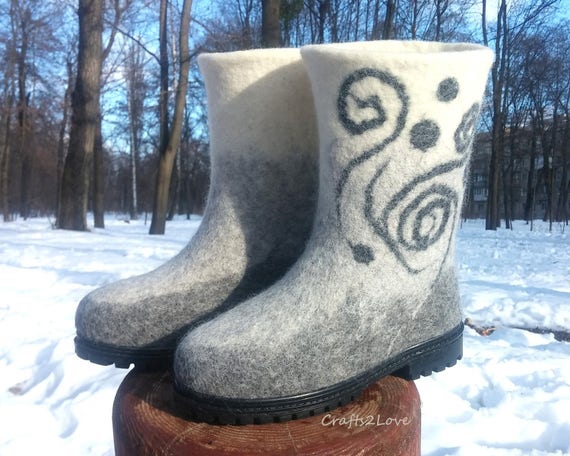 Frauen Grau Schnee Gefilzt Filz Filzstiefel Gefilzte Babyschuhe Outdoor Winter Stiefel Schuhe Weiß 6Yf7gIyvb