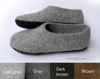 Mens felt slippers Felted wool slippers with soles Choose color Warm slippers  Fathers day Winter gift for men