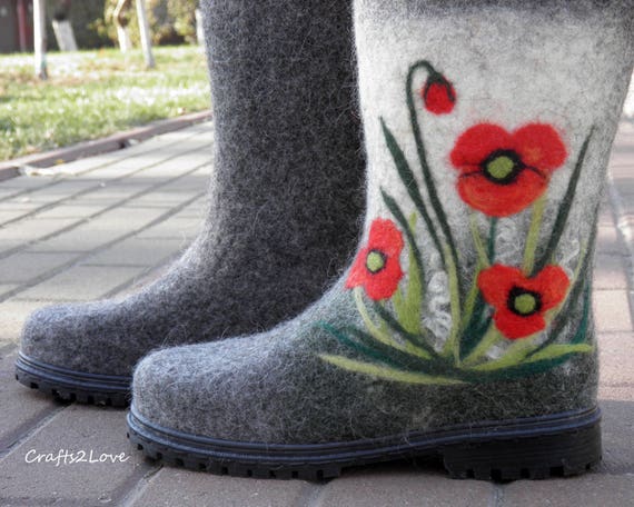 Felt boots Womens Felted shoes Winter 