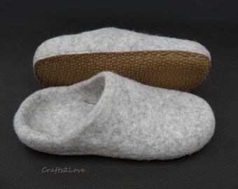 Wool slippers Felted slippers Womens slippers with soles Slide wool slippers Hygge home shoes