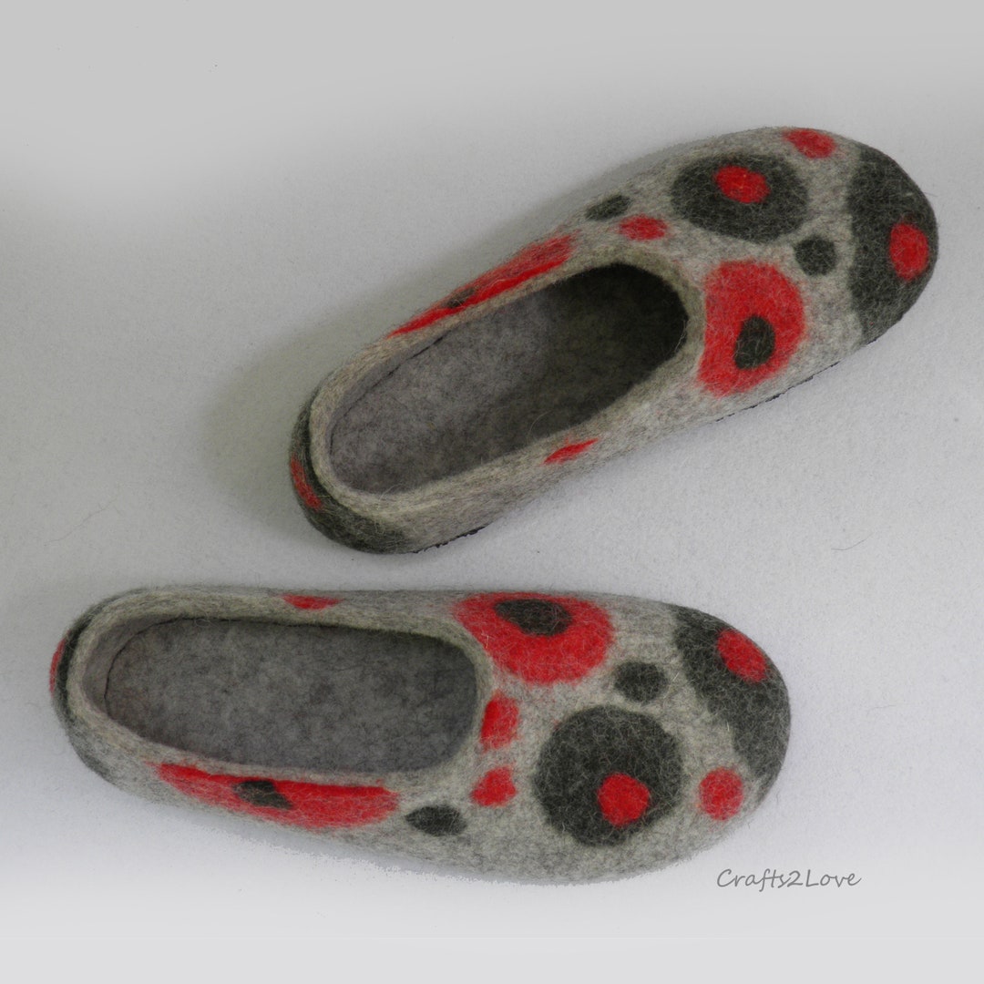 Felted Slippers Womens Felt Slippers With Soles Felted Wool House Shoes ...