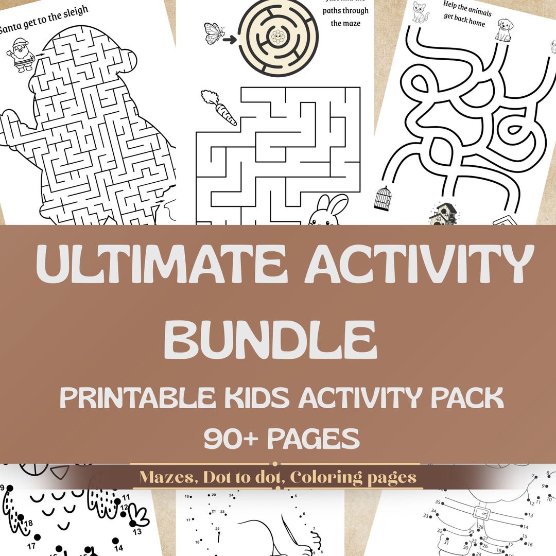 Kids Activity Book – 90+ Printable Pages, Mazes, Dot to Dot (PDF ...