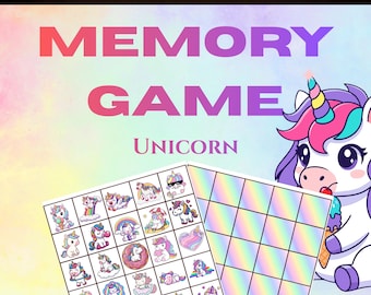 Gioco di memoria con unicorno stampabile – Gioco di abbinamento per bambini in PDF, apprendimento prescolare, download immediato