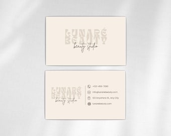 Plantilla de tarjeta de presentación para salón de belleza / Tarjeta editable de Canva minimalista