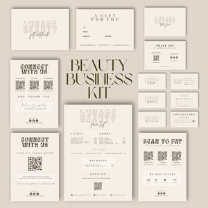 Schönheit Business Kit Canvas | Salon Branding, Loyalität & QR Vorlagen