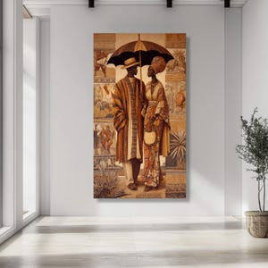 Elegant African Couple Canvas Wall Art, Traditional Attire Cultural Heritage Decor, Ethnic Fashion Canvas, Home Wall Decoration image 6