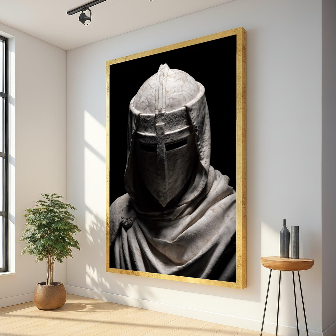 Medieval Knight Helmet Canvas, Templar Crusader Armor Wall Art ...