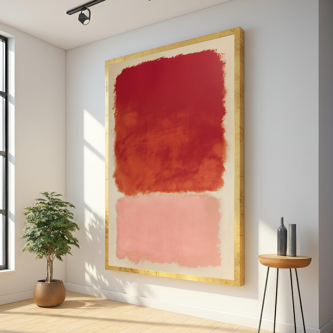 Abstract Color Block Canvas, Mark Rothko Art, Modern Red and Pink Wall ...